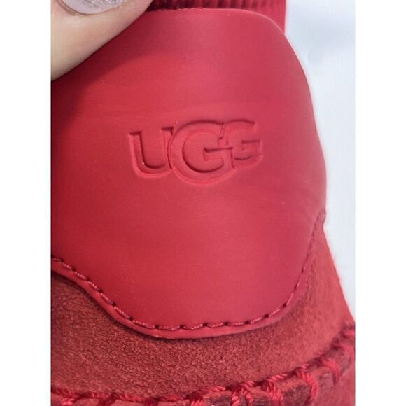 UGG Size 8.5 Sneakers Red White Logo Spell Out Neutra 1095097 Neoprene - Picture 12 of 15